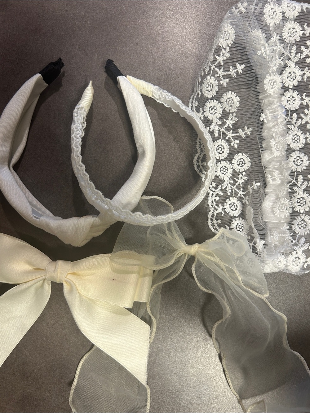 5-Piece Lace & Satin Hair Accessory Set / Gently Used / In Good Condition